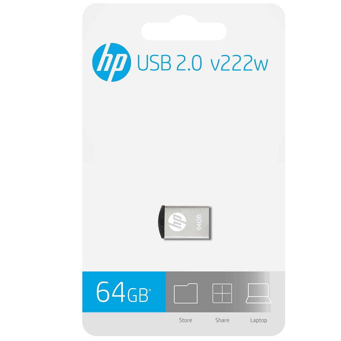 HP v222w 64GB USB 2.0 Pen Drive, Metal Silver
